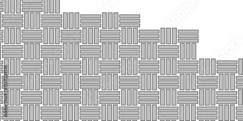 Gray Weave Pattern Showing Repetition Useful as Background. Minimal line Seamless geometric pattern with shapes. Decoration and maze ornament square wall tile. grey rattan weave texture background.