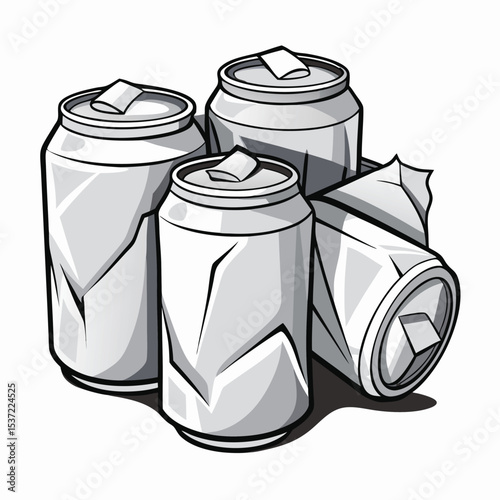 white-crumpled-soda-cans-set-vector-image-on-white