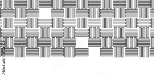 Gray Weave Pattern Showing Repetition Useful as Background. Minimal line Seamless geometric pattern with shapes. Decoration and maze ornament square wall tile. grey rattan weave texture background.