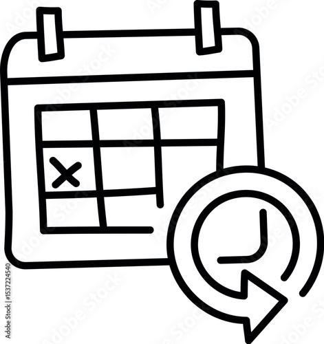 Illustration of calendar reminder schedule event date time management appointment planning meeting deadline 24 7 365 vector