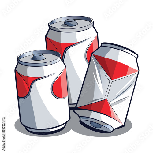 white-crumpled-soda-cans-set-vector-image-on-white