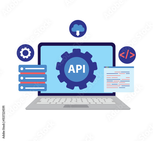 API, Application programming interface illustration concept