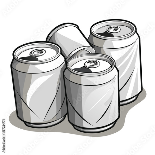 white-crumpled-soda-cans-set-vector-image-on-white