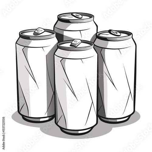white-crumpled-soda-cans-set-vector-image-on-white