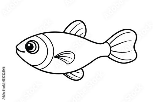 Rare barreleye fish with transparent head and deep sea style Line Art Vector illustration