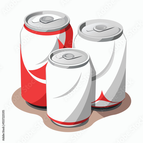 white-crumpled-soda-cans-set-vector-image-on-white