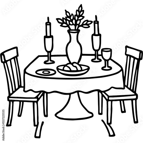 Simple Dining Table Illustration