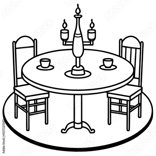 Simple Dining Table Illustration