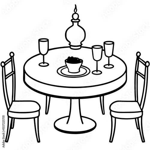 Simple Dining Table Illustration