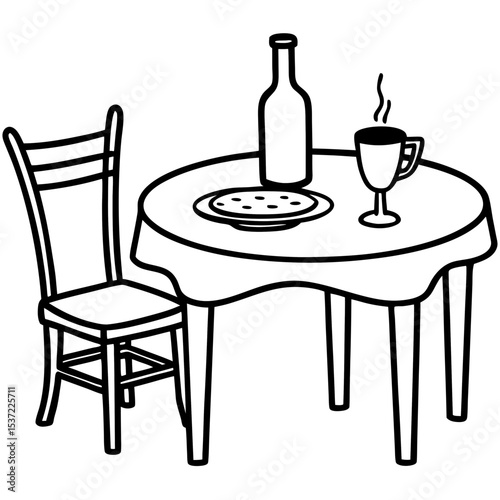 Simple Dining Table Illustration
