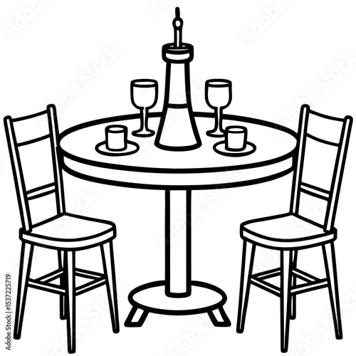 Simple Dining Table Illustration