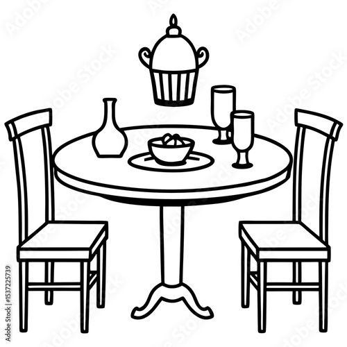 Simple Dining Table Illustration