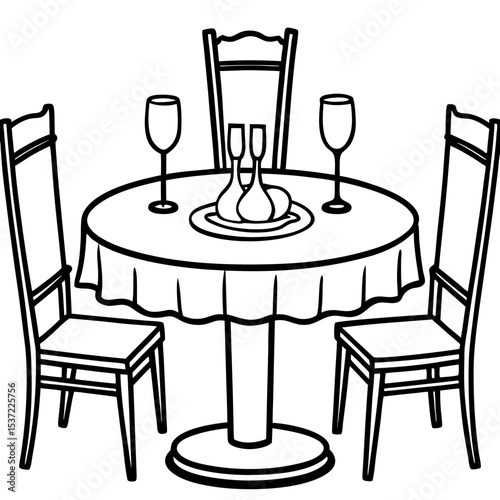 Simple Dining Table Illustration