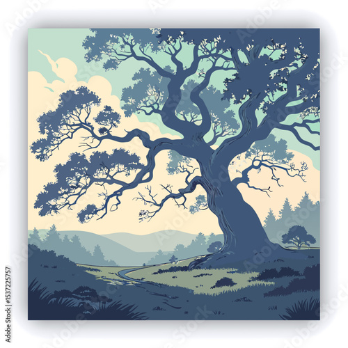 Hollow tree trunk with a large hole at the base. Large opening at the base of a trunk. Darkness inside a tree and mysteries of the forest. Old tree with large hollow cave inside, potential animal den.
