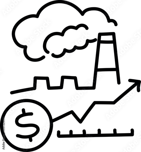 Illustration of economic growth with pollution and dollar sign icon for business and finance presentation usage is here vector