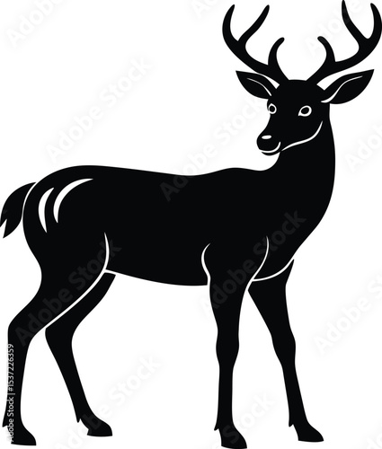 Deer Silhouette Vector Illustration in Nature Style