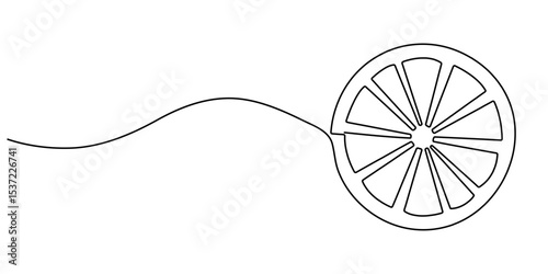 Continuous line, one lemon and half a lemon Simple lines, transparent background, editable strokes, Orange continuous one line drawing. Isolated on white background vector illustration, orange citrus