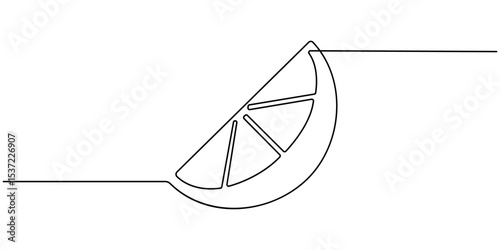 Continuous line, one lemon and half a lemon Simple lines, transparent background, editable strokes, Orange continuous one line drawing. Isolated on white background vector illustration, orange citrus
