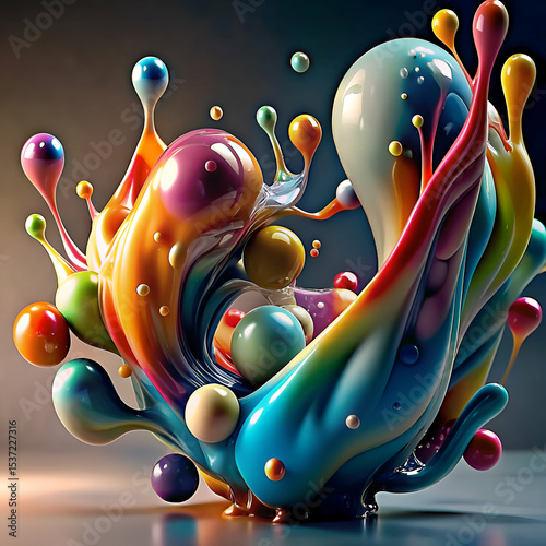 Colorful liquid splash explosion design.
