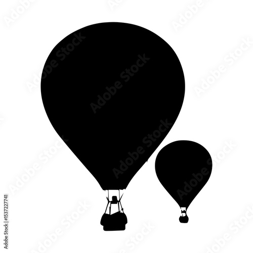 Minimalist Black Hot Air Balloon Silhouette on White Background

