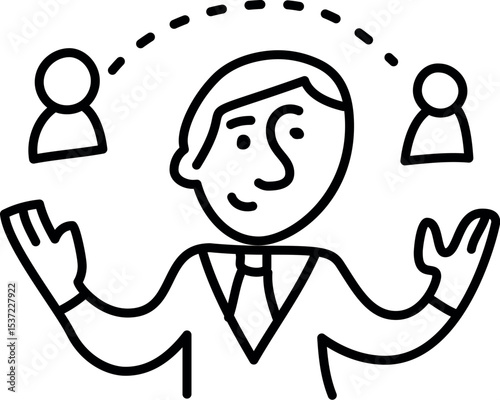 Illustration of business networking skills for success: connecting people and building professional relationships online now vector