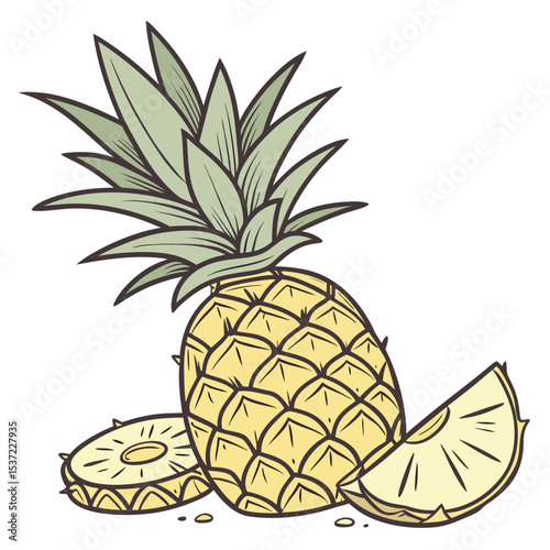 Vibrant Pineapple Illustration Tropical Fruit Delight