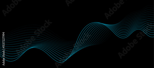 Abstract lines on black background. frequency sound wave, twisted curve lines with blend effect. 