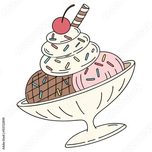 Delicious Sundae A Sweet Treat of Ice Cream, Whipped Cream, and Cherries