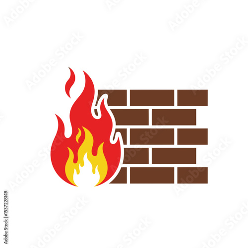 Elements representing firewall in brown, red and yellow colors