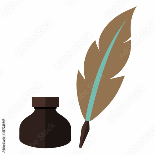 feather pen and inkwell