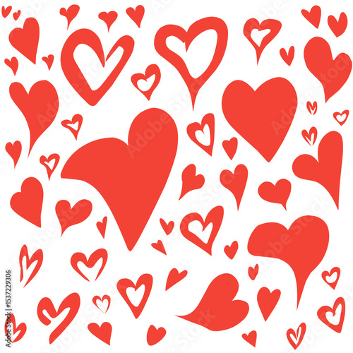 red love hearts doodle icon