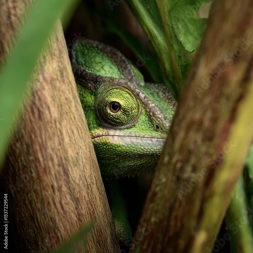 Close up view of veiled chameleon