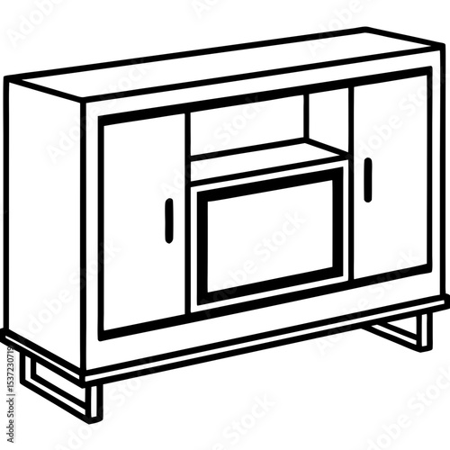 Minimal TV Stand Vector on White