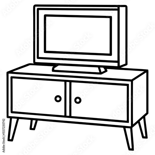 Minimal TV Stand Vector on White