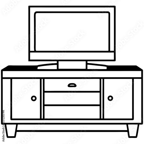 Minimal TV Stand Vector on White