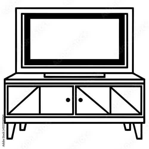 Minimal TV Stand Vector on White