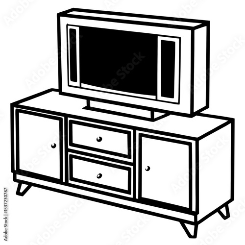 Minimal TV Stand Vector on White