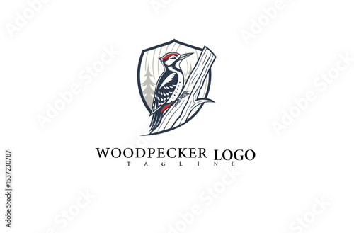 Clean and Elegant Logo Design Featuring Woodpecker Bird on Tree. Vector Art Ideal for Nature Brands, Wildlife Campaigns, and Forest-Based Product Branding.

