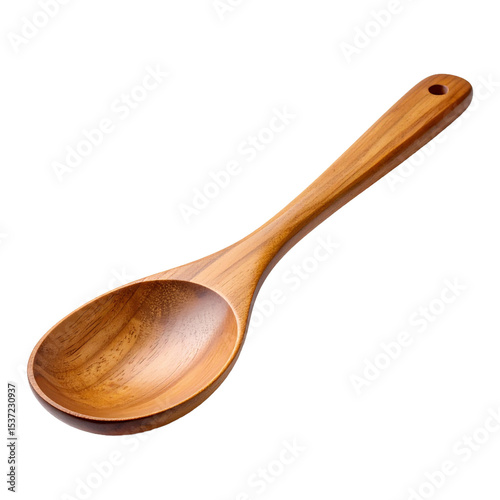 Elegant wooden spoon crafted from teak wood cooking utensil isolated on transparent background