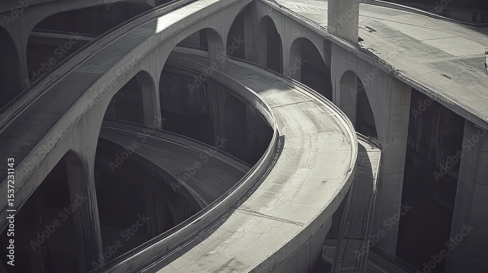 Fototapeta premium Urban Highway Interchange: Curves and Shadows