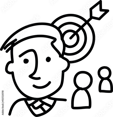 Illustration of target audience business marketing strategy and target customer profile with arrow and target illustration vector