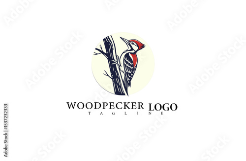 Simple and Elegant Woodpecker Vector Logo Design. Perched Bird Illustration for Nature-Themed Business Logos, Wildlife Organizations, and Sustainable Lifestyle Branding.

