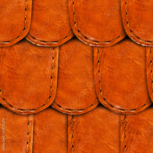 Seamless 4k photo texture material of scaly brown leather armor surface.