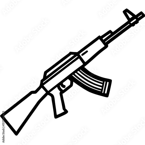Vector illustration of an isolated black metal automatic machine gun
