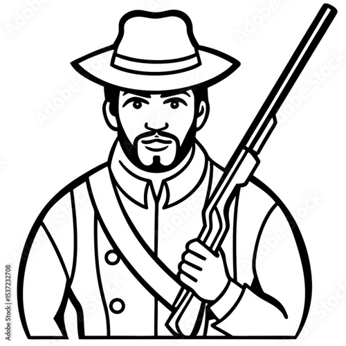 Cartoon person with hat fishing with a rod and reel