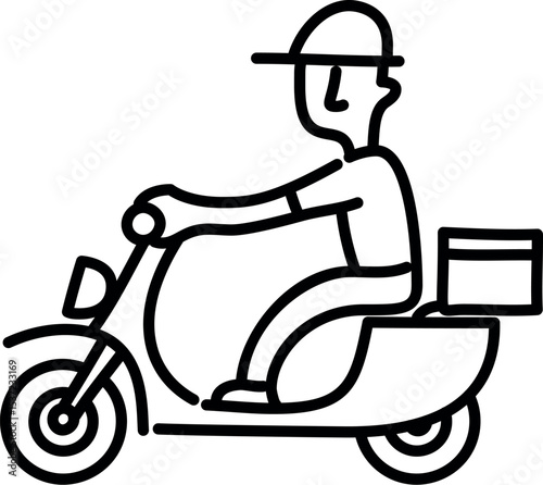 Illustration of delivery service courier riding scooter illustration vector for fast shipping and logistics company 100 vector
