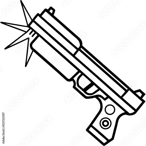 Revolver pistol weapon with isolated bullets, a vector illustration of a black metal handgun, perfect for themes of crime, army, or security