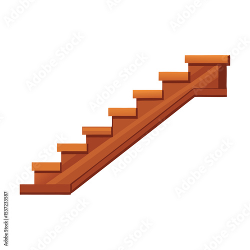 Illustration of a brown wooden staircase isolated on a white background simple vector illustration