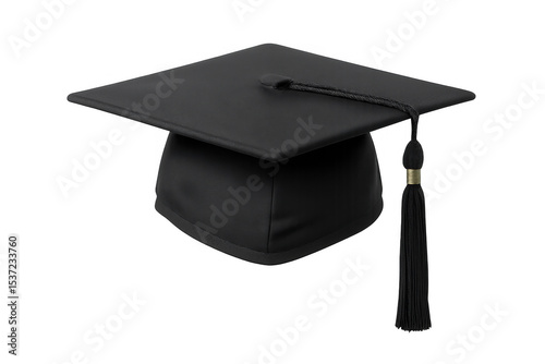 Graduation cap with tassel on transparent background symbolizing academic success and the culmination of education