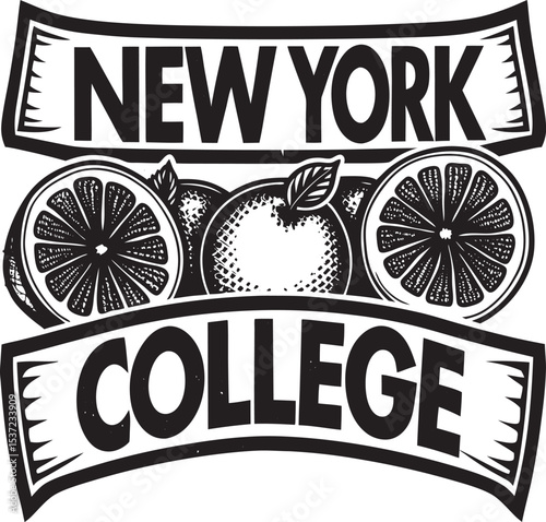 Lemon silhouette vector design for  t-shirt, New York college